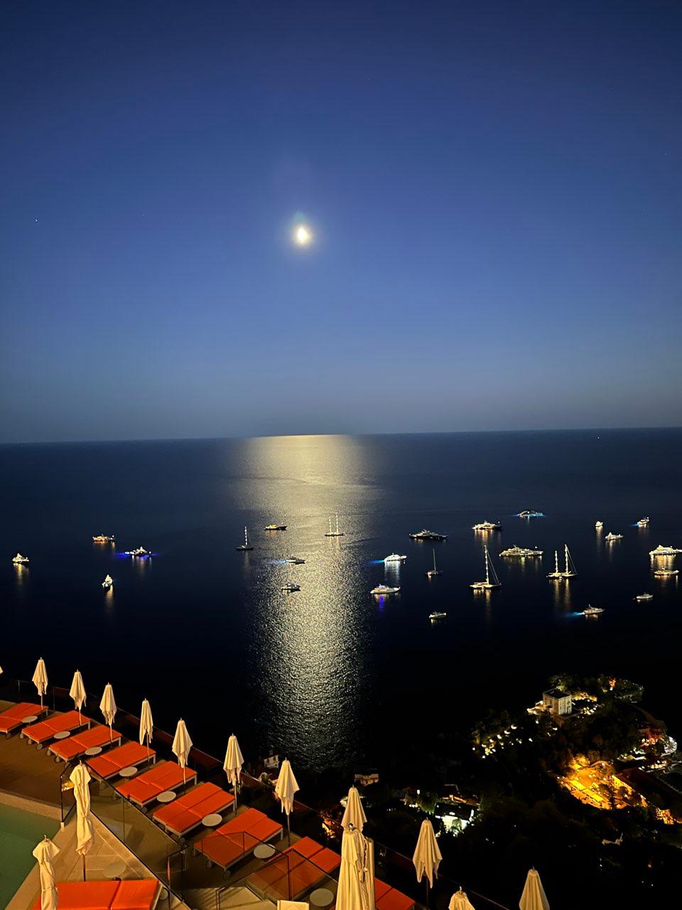 The Moon over Roquebrune-Cap-Martin, France — waxing gibbous, Lunar Day 12