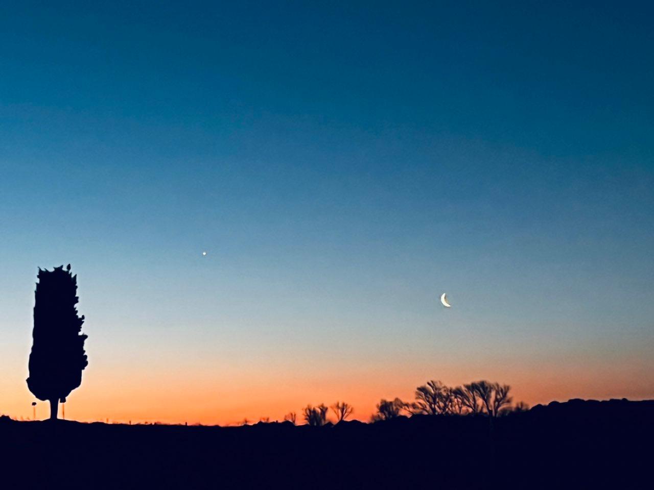 The Moon over Villesèquelande, France — waning crescent, Lunar Day 27