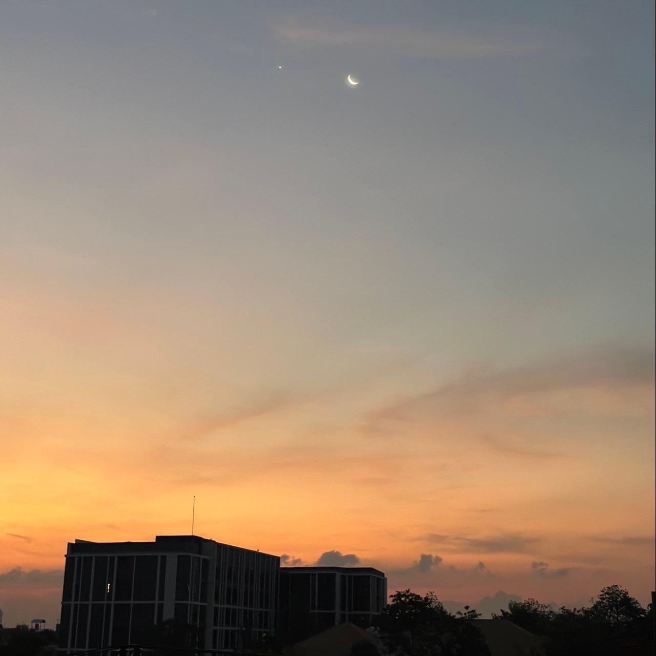 The Moon over Bangkok, Thailand — waning crescent, Lunar Day 27