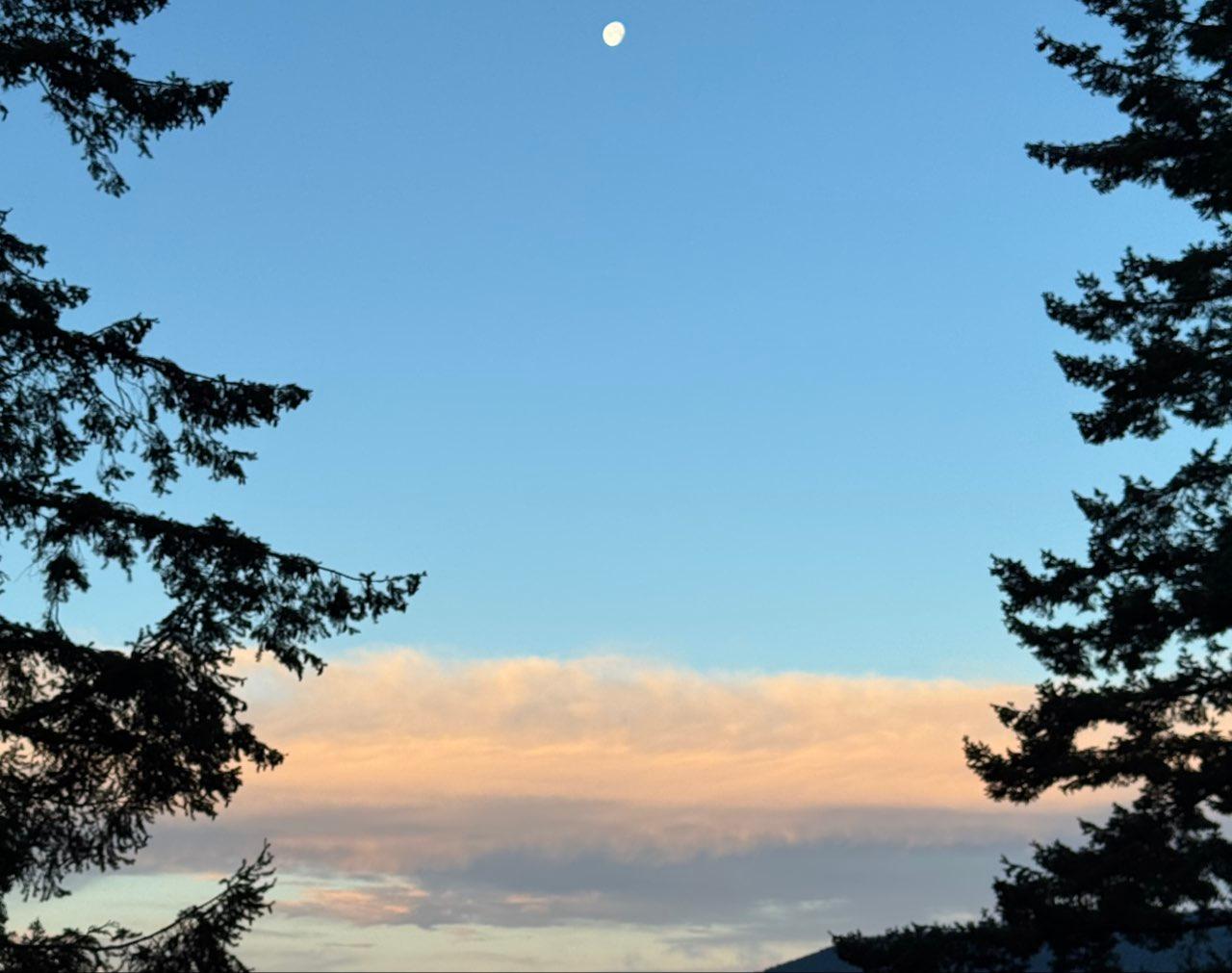 The Moon over Sunshine Coast, Canada — waning gibbous, Lunar Day 18