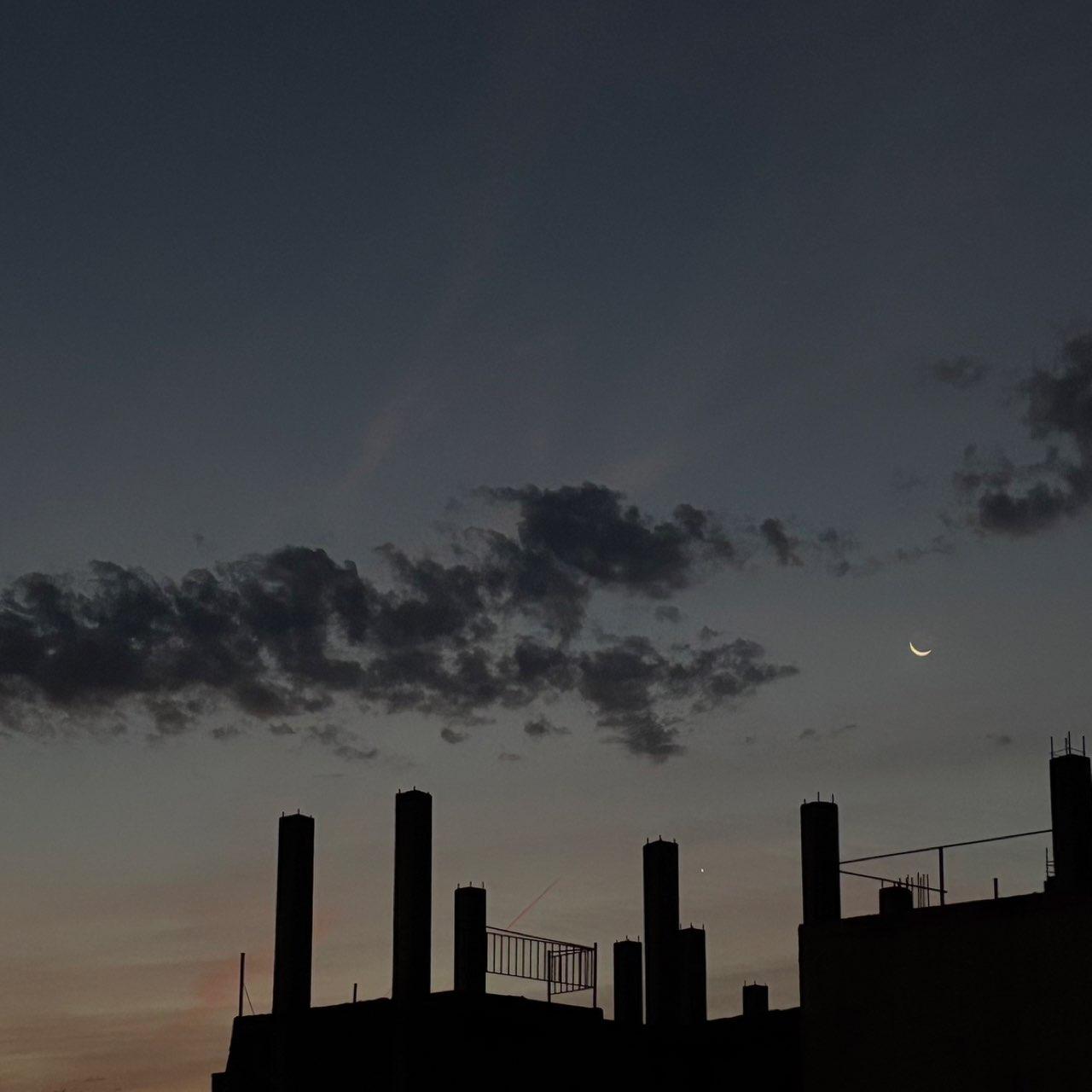 The Moon over Batumi, Georgia — waning crescent, Lunar Day 28