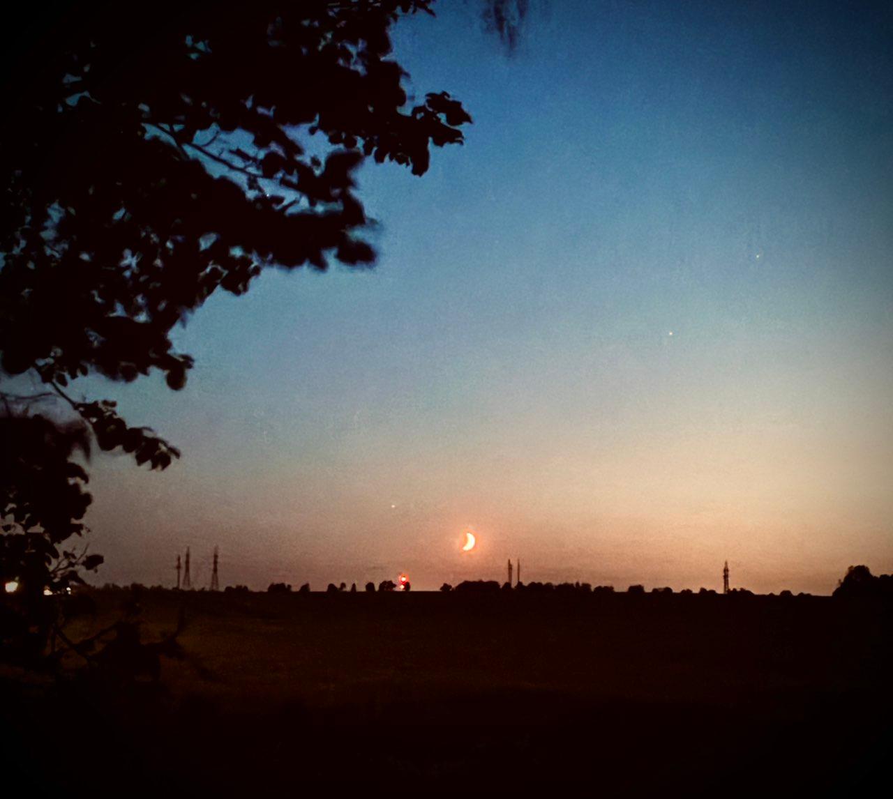 The Moon over Vilūniškės, Lithuania — waxing crescent, Lunar Day 5