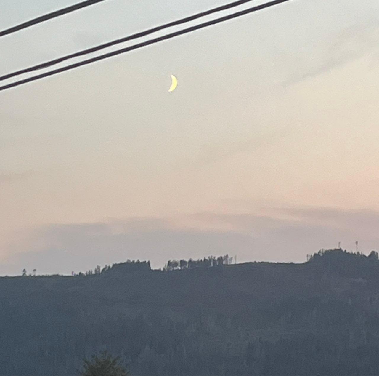 The Moon over Port Alberni, Canada — waxing crescent, Lunar Day 7