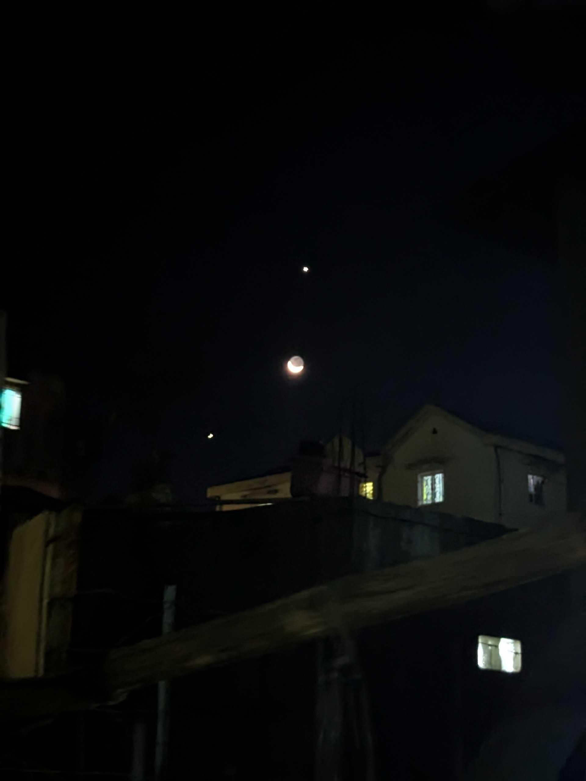 The Moon over Antananarivo, Madagascar — waxing crescent, Lunar Day 4