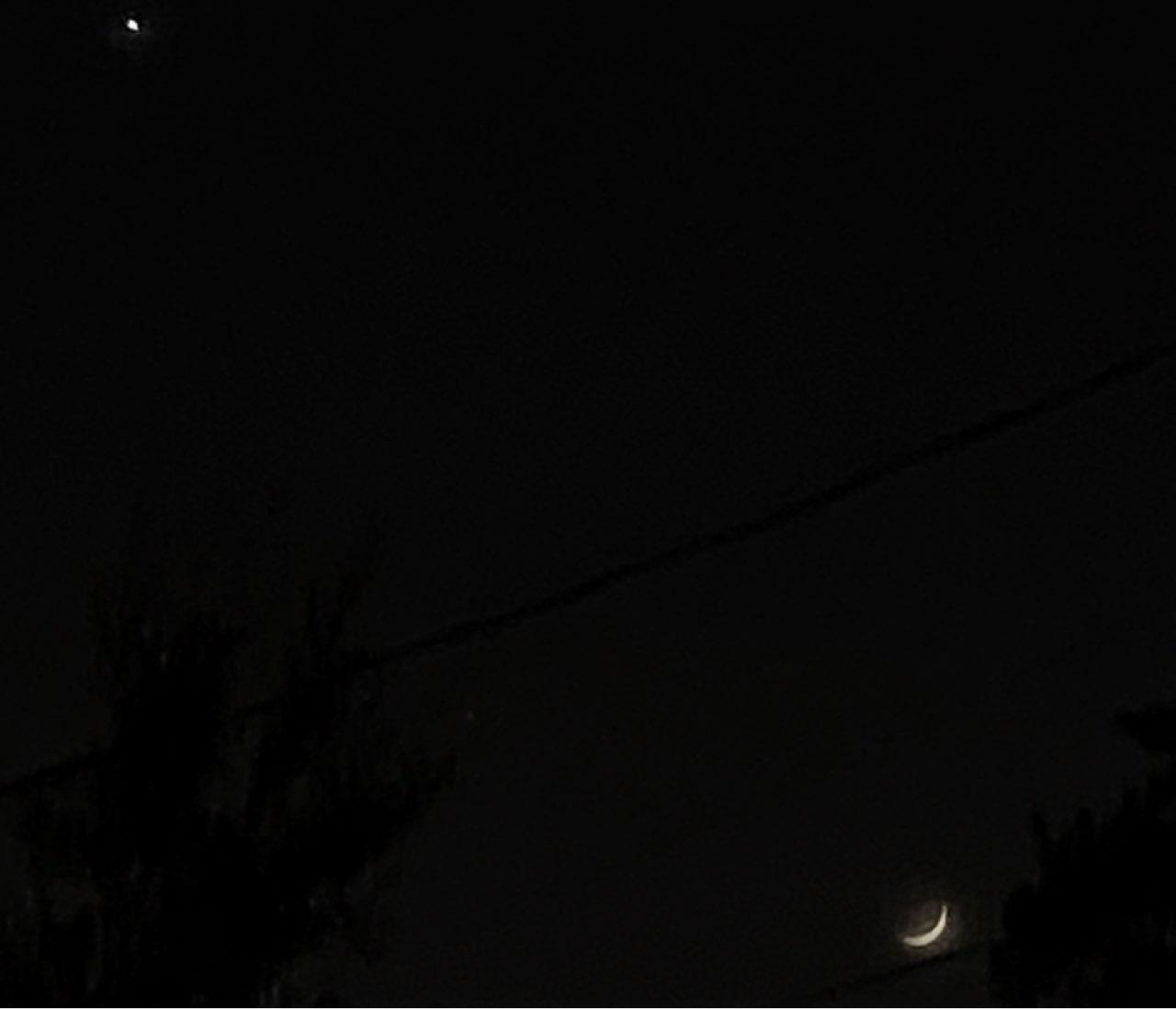 The Moon over Lake Charles, United States — waxing crescent, Lunar Day 3