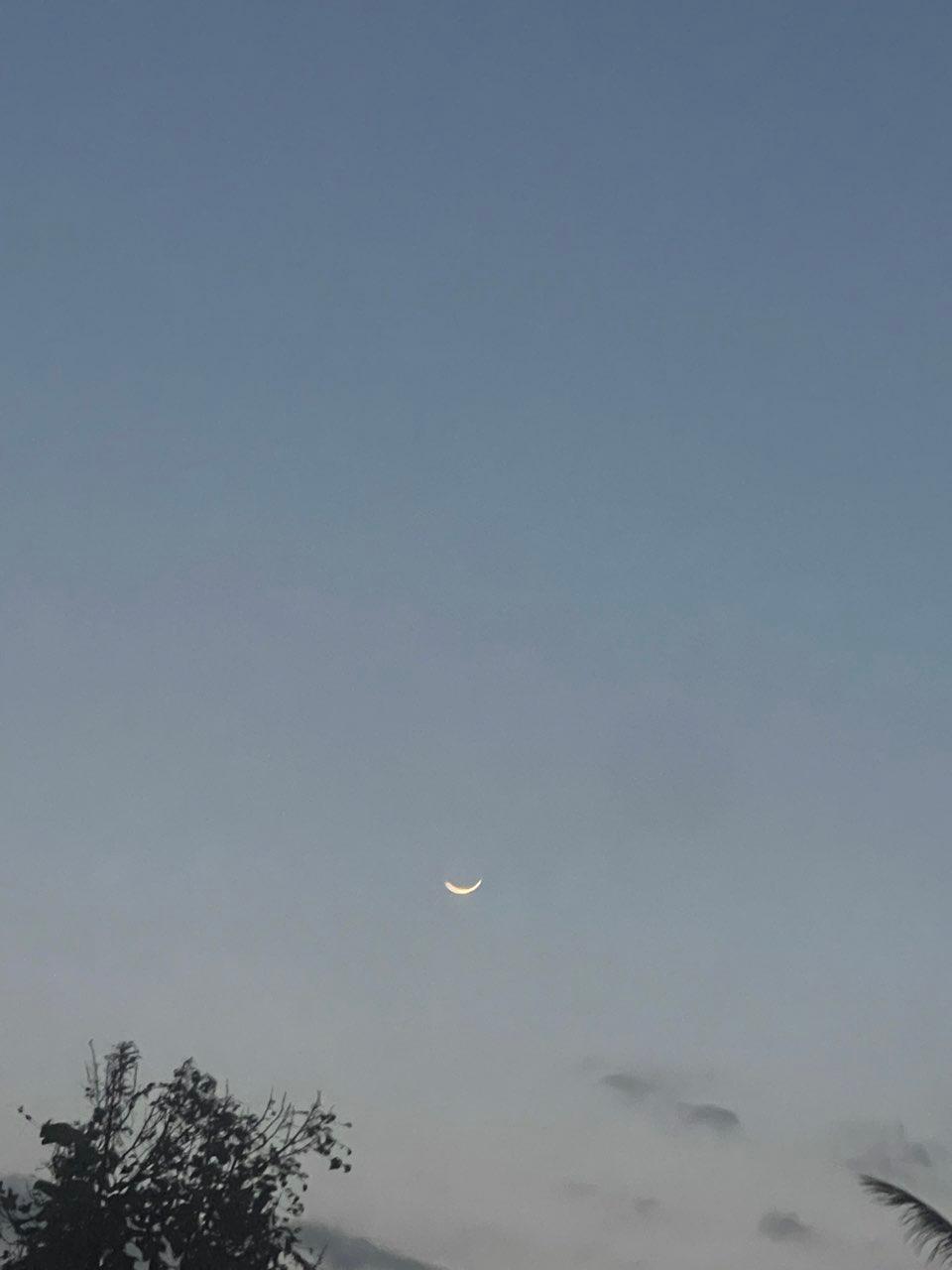 The Moon over Swedru, Ghana — new moon, Lunar Day 3