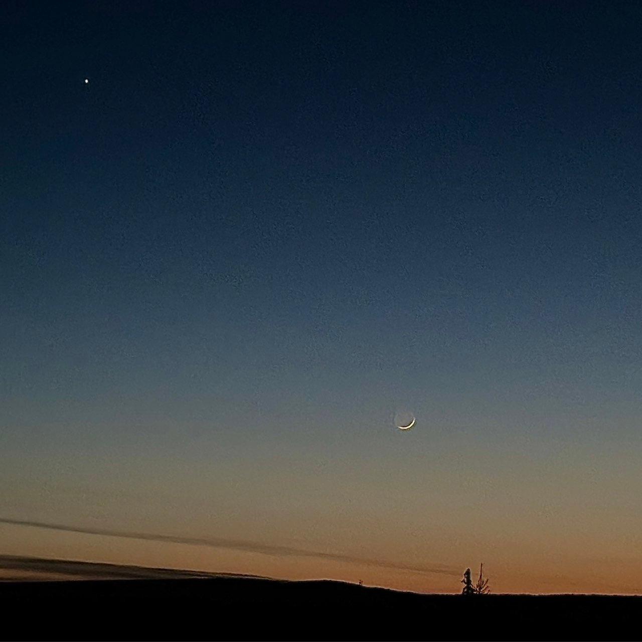 The Moon over Nemaska, Canada — new moon, Lunar Day 2