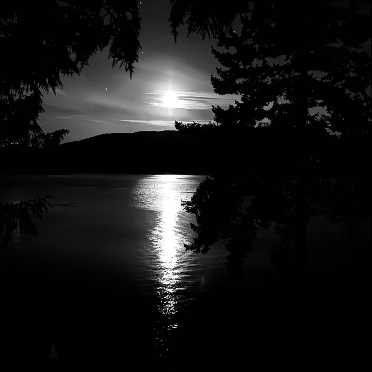 The Moon over Tofino, Canada — first quarter, Lunar Day 8