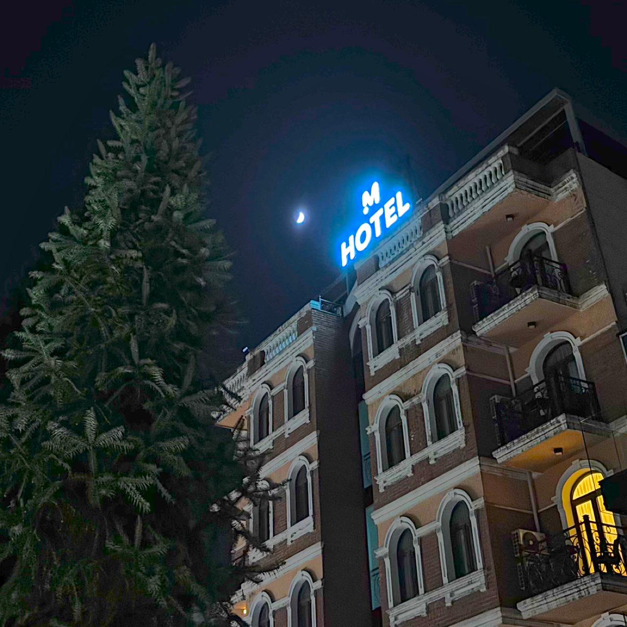 The Moon over Batumi, Georgia — first quarter, Lunar Day 9
