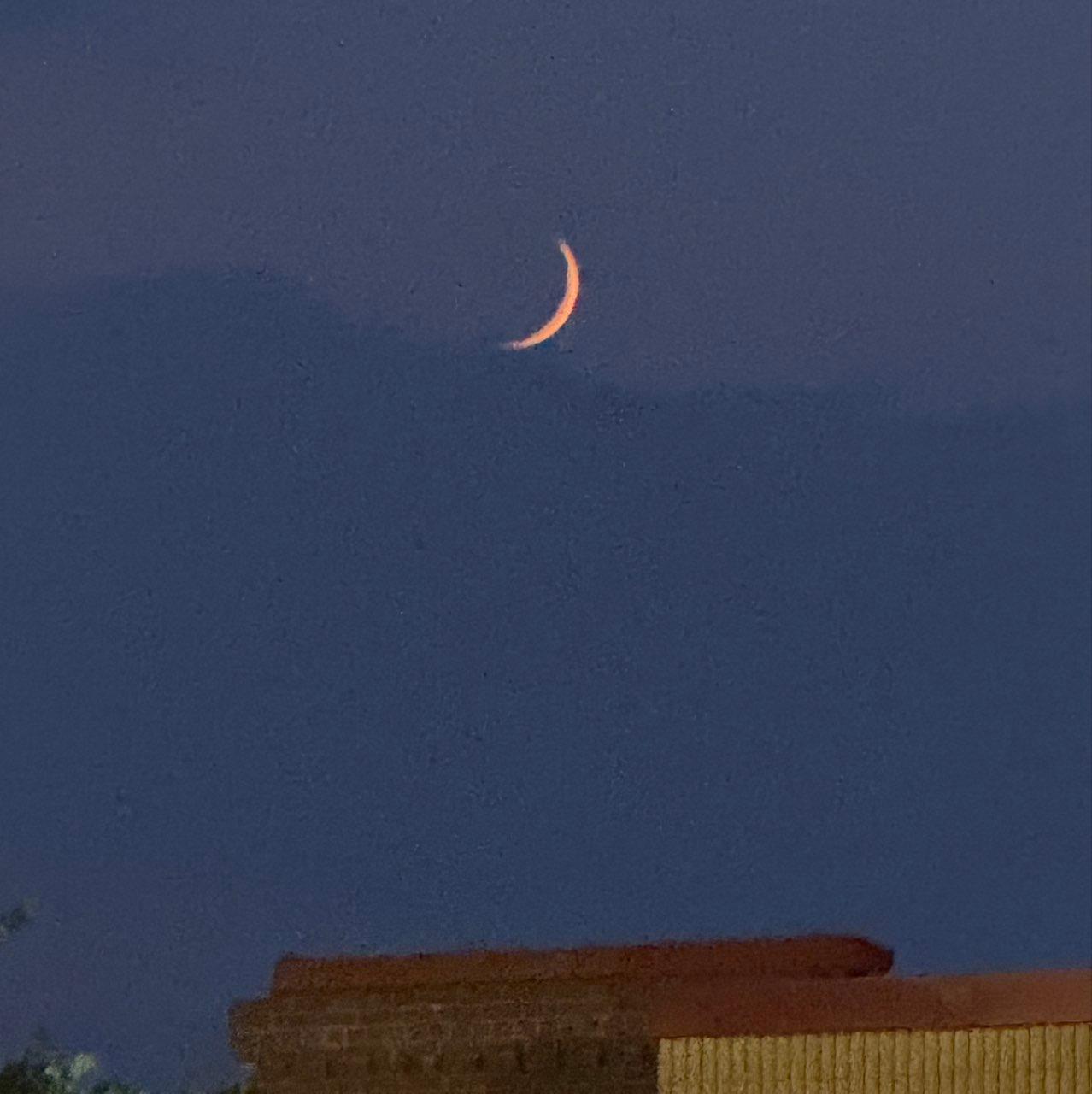 The Moon over Boston, United States — waxing crescent, Lunar Day 3