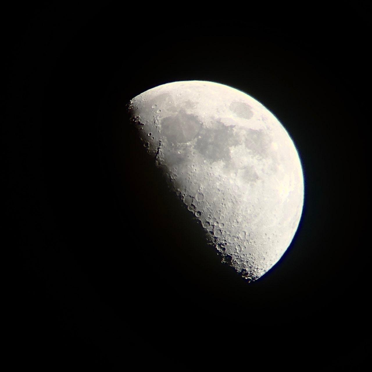 The Moon over Markham, Canada — first quarter, Lunar Day 9