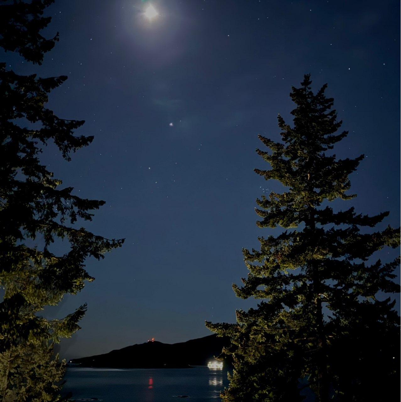 The Moon over Sunshine Coast, Canada — first quarter, Lunar Day 8