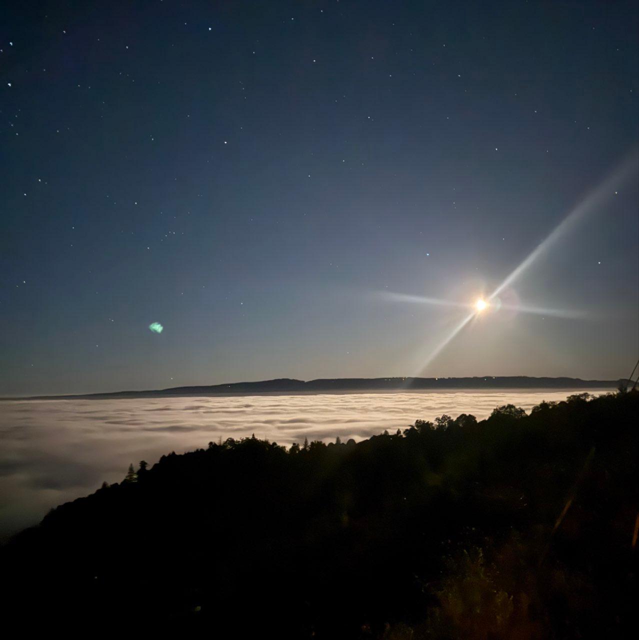 The Moon over Boulder Creek, United States — first quarter, Lunar Day 9
