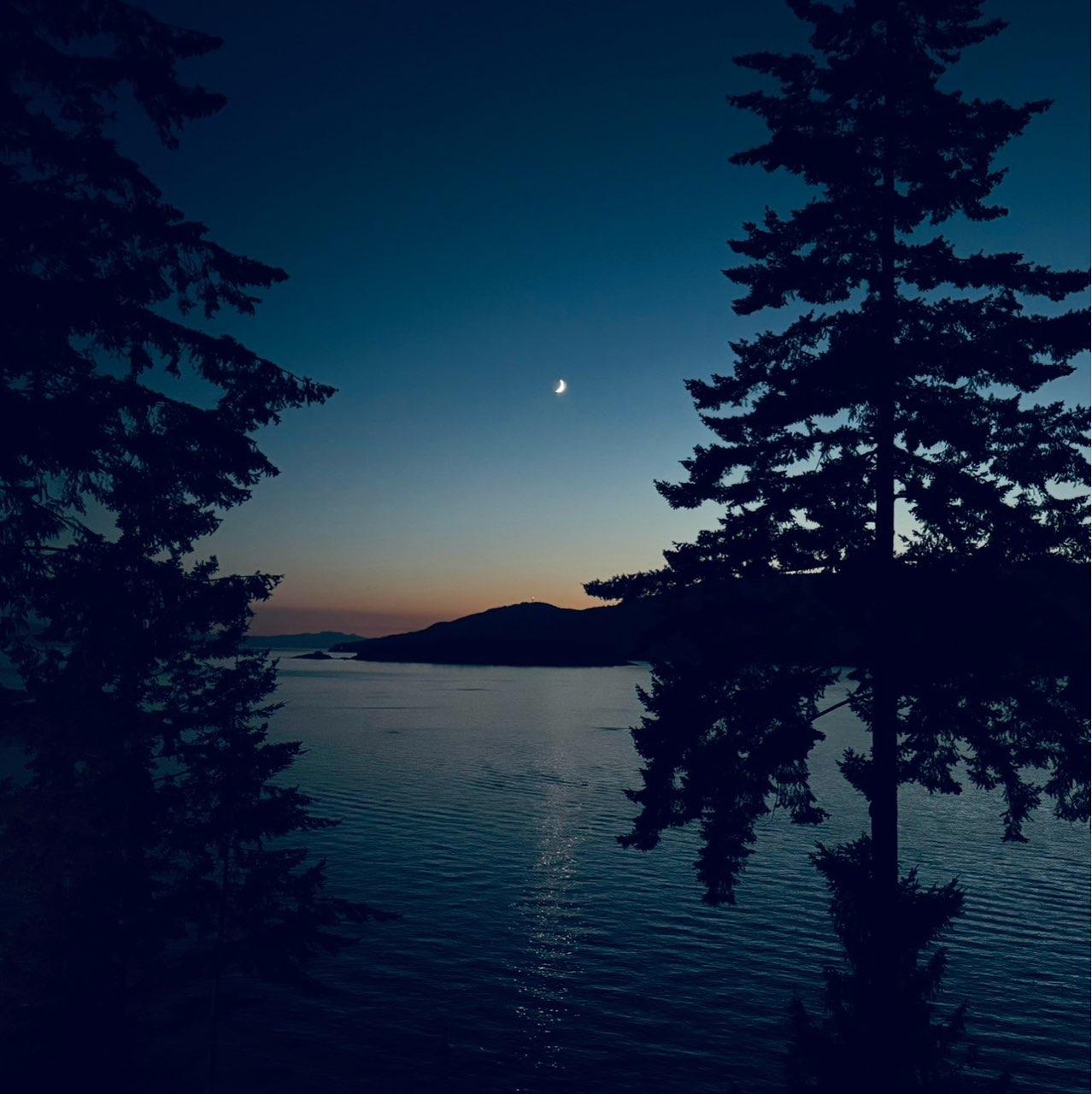 The Moon over Squamish-Lillooet, Canada — waxing crescent, Lunar Day 5