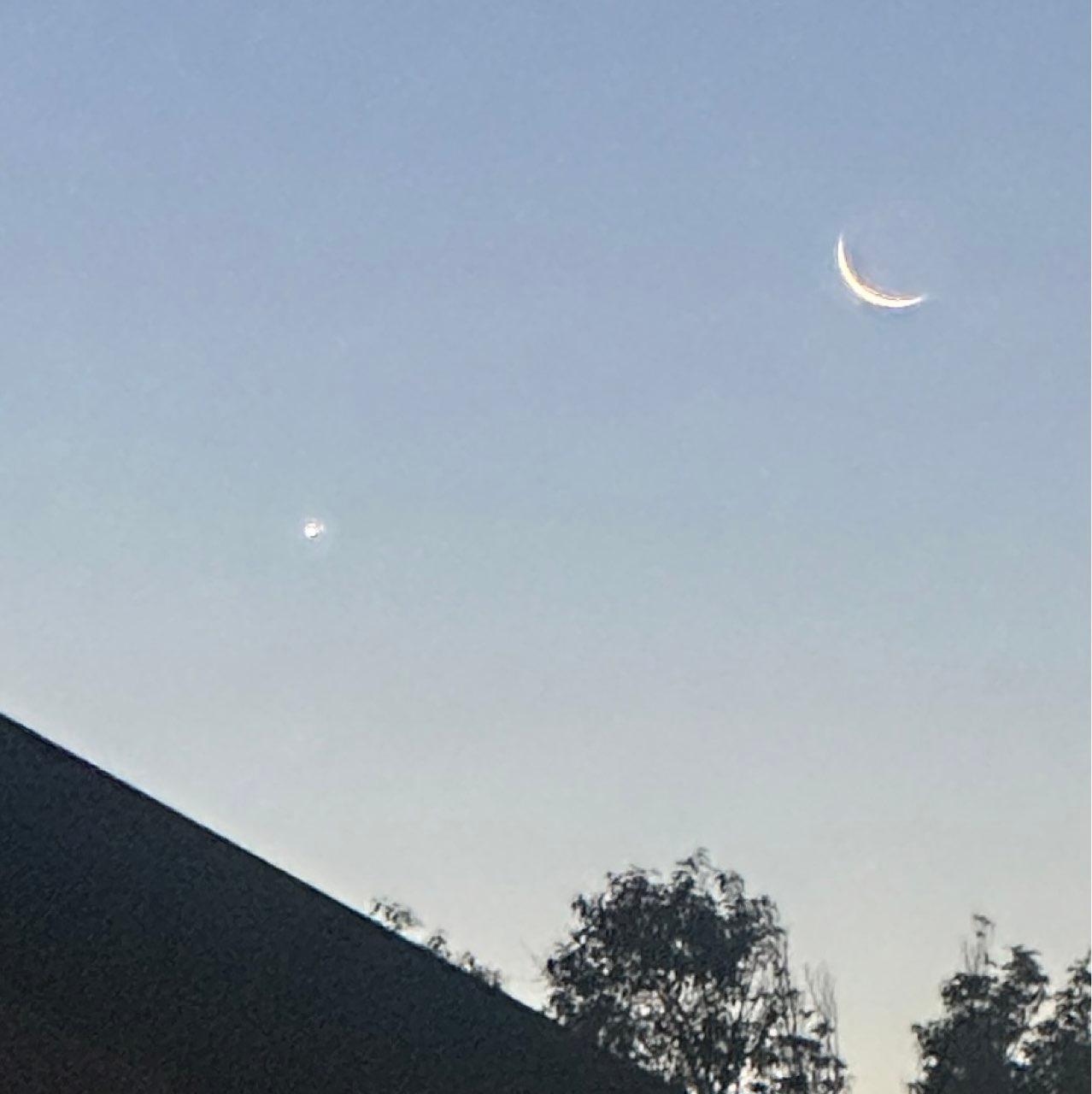 The Moon over Christchurch, New Zealand — new moon, Lunar Day 3