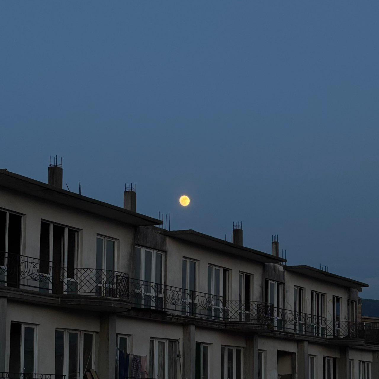 The Moon over Batumi, Georgia — full moon, Lunar Day 14