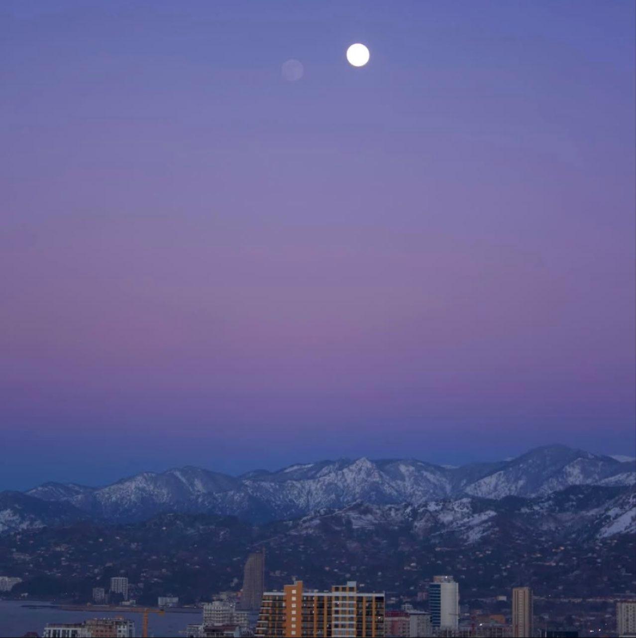 The Moon over Batumi, Georgia — full moon, Lunar Day 16