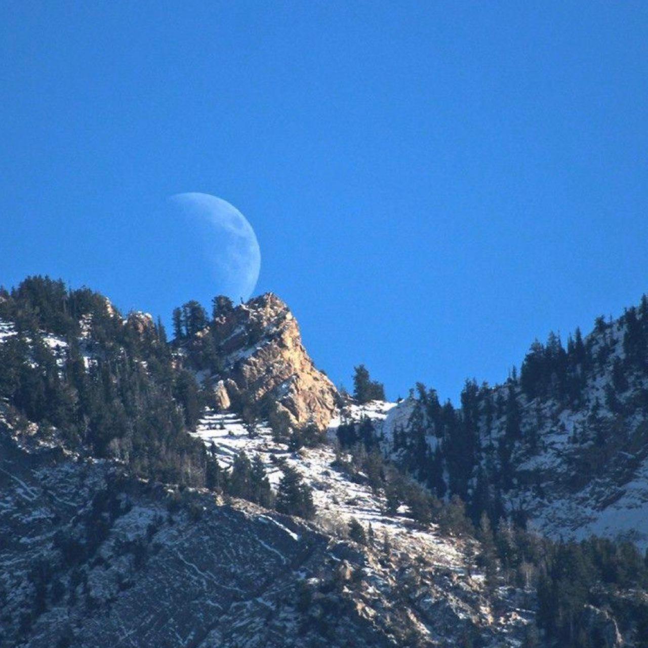 The Moon over Crested Butte, United States — first quarter, Lunar Day 9
