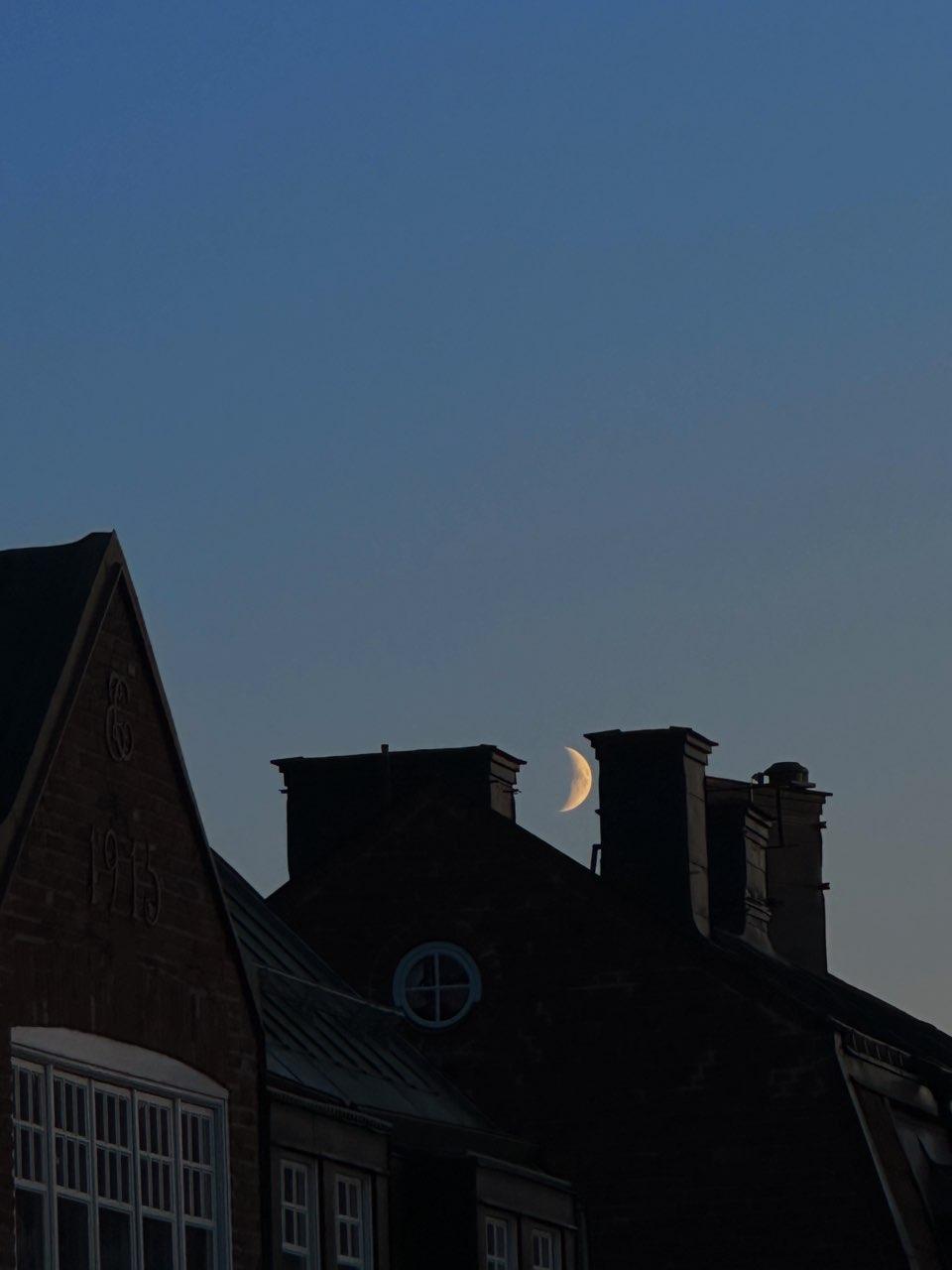 The Moon over Stockholm, Sweden — first quarter, Lunar Day 7