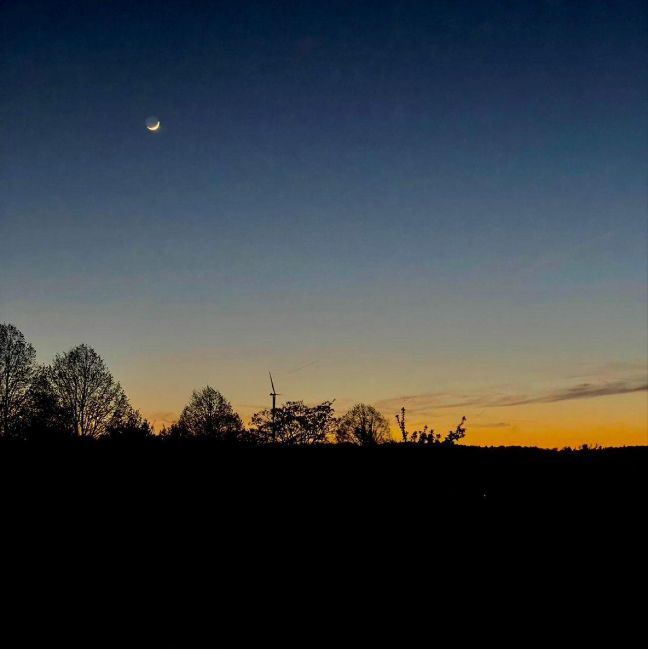 The Moon over Schwäbisch Hall, Deutschland — waxing crescent, Lunar Day 3