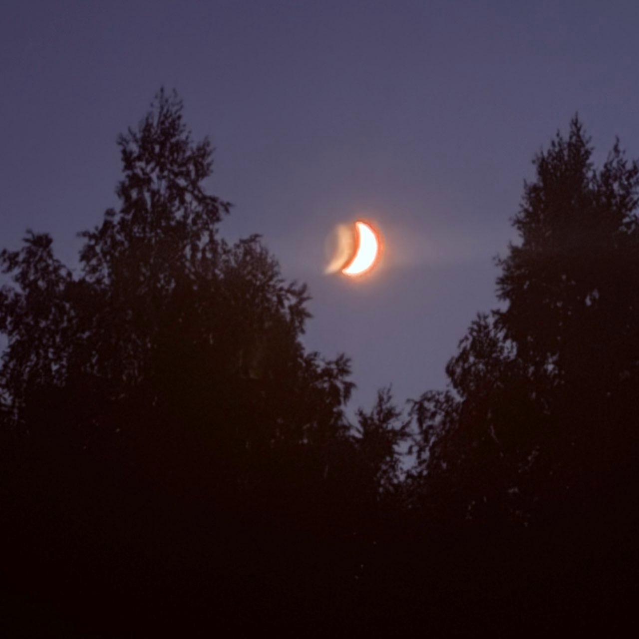 The Moon over Grigaičiai, Lithuania — first quarter, Lunar Day 6