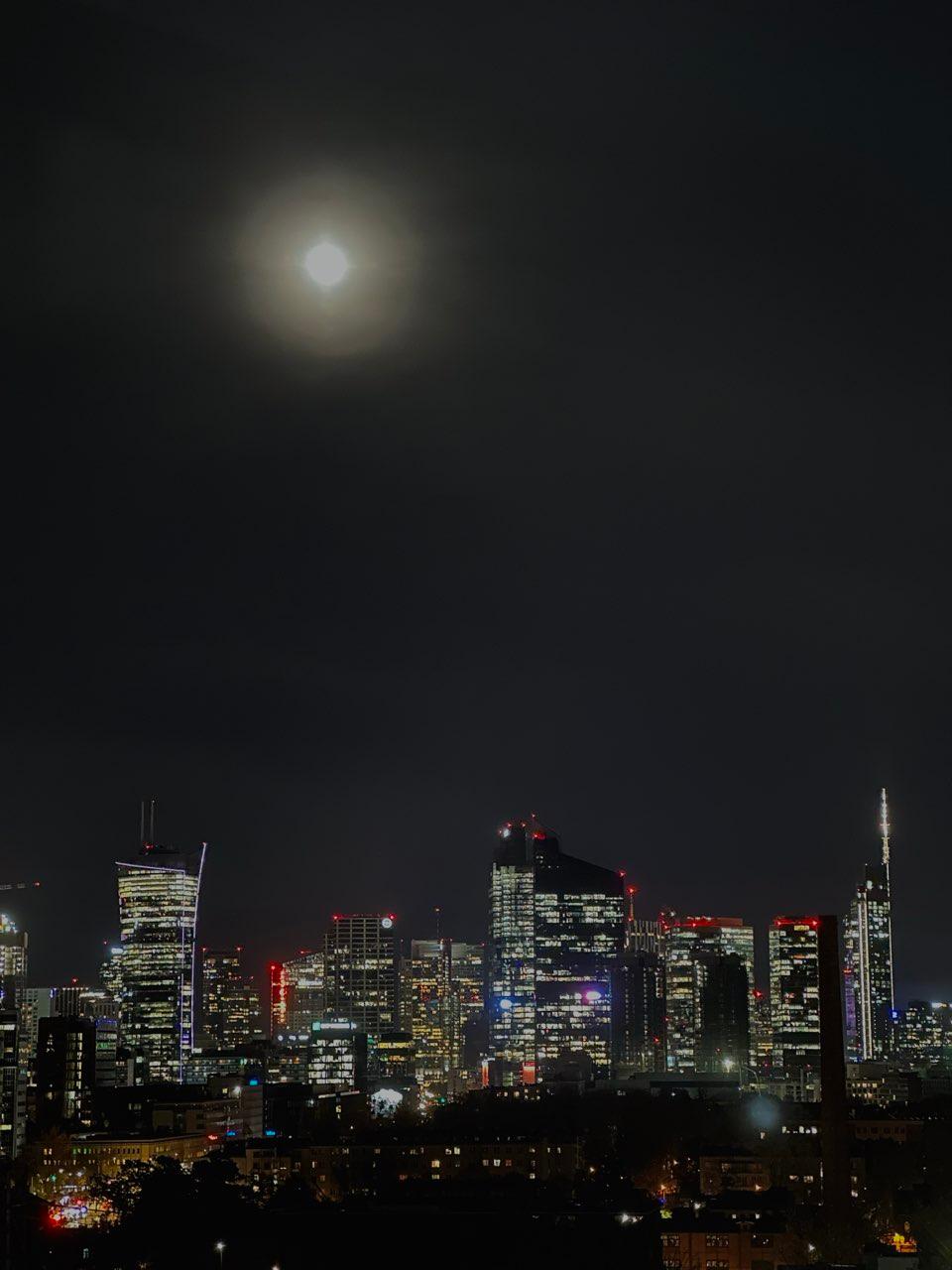 The Moon over Warsaw, Poland — waning gibbous, Lunar Day 18