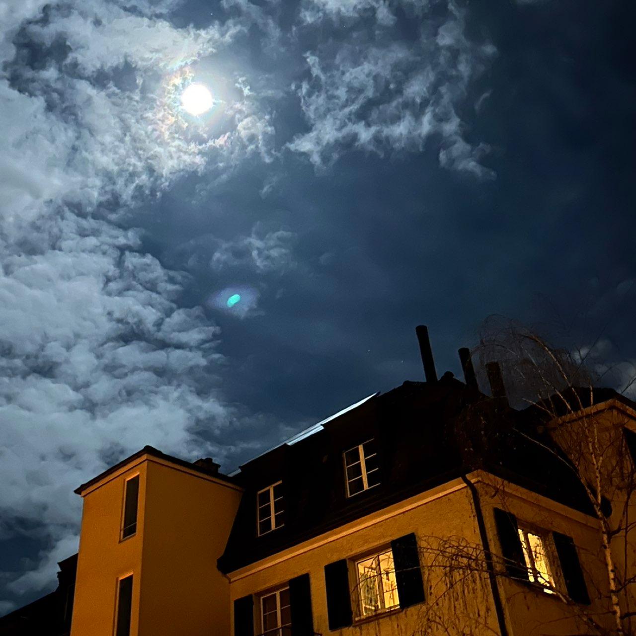 The Moon over Zürich, Switzerland — full moon, Lunar Day 16
