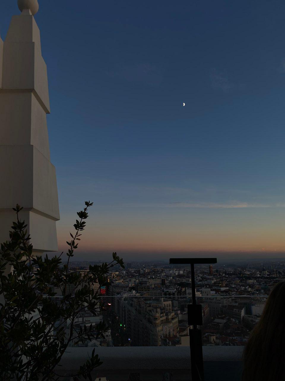 The Moon over Madrid, Spain — waxing gibbous, Lunar Day 9