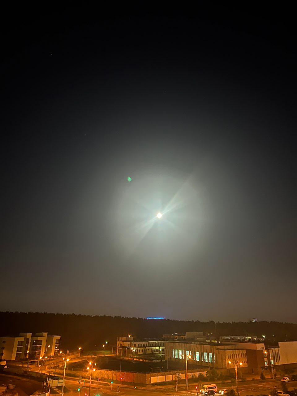 The Moon over Minsk, Belarus — full moon, Lunar Day 15
