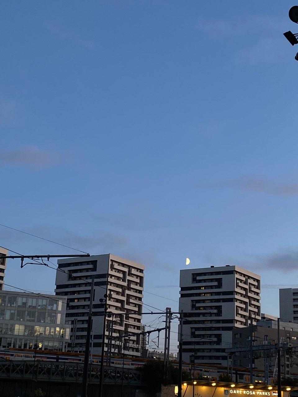 The Moon over Paris, France — first quarter, Lunar Day 9