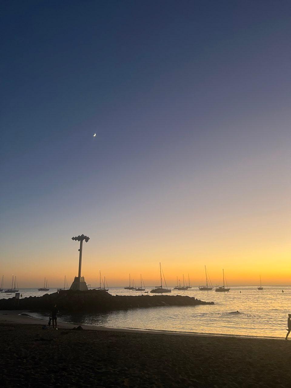 The Moon over Arona, Spain — waxing crescent, Lunar Day 5