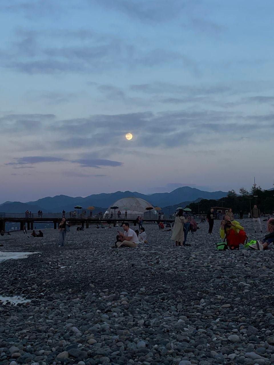 The Moon over Batumi, Georgia — full moon, Lunar Day 14