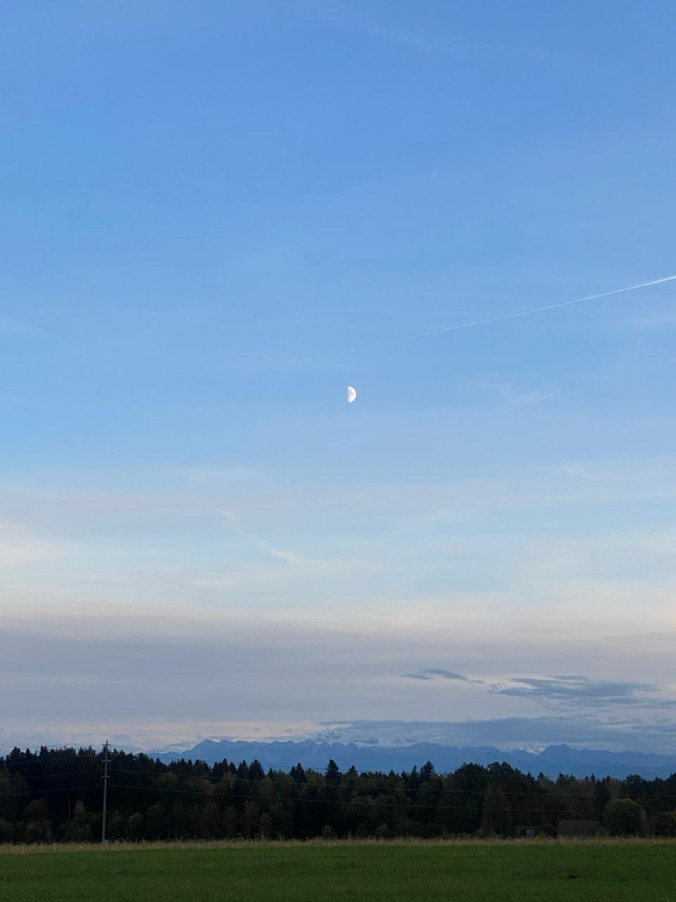 The Moon over Brütten, Schweiz — first quarter, Lunar Day 9