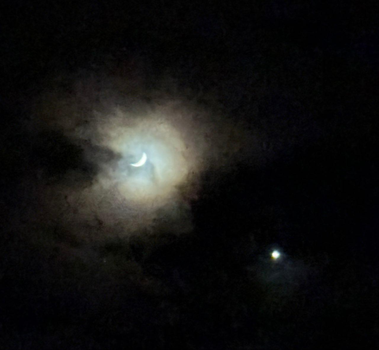 The Moon over Sooke, Canada — waxing crescent, Lunar Day 5