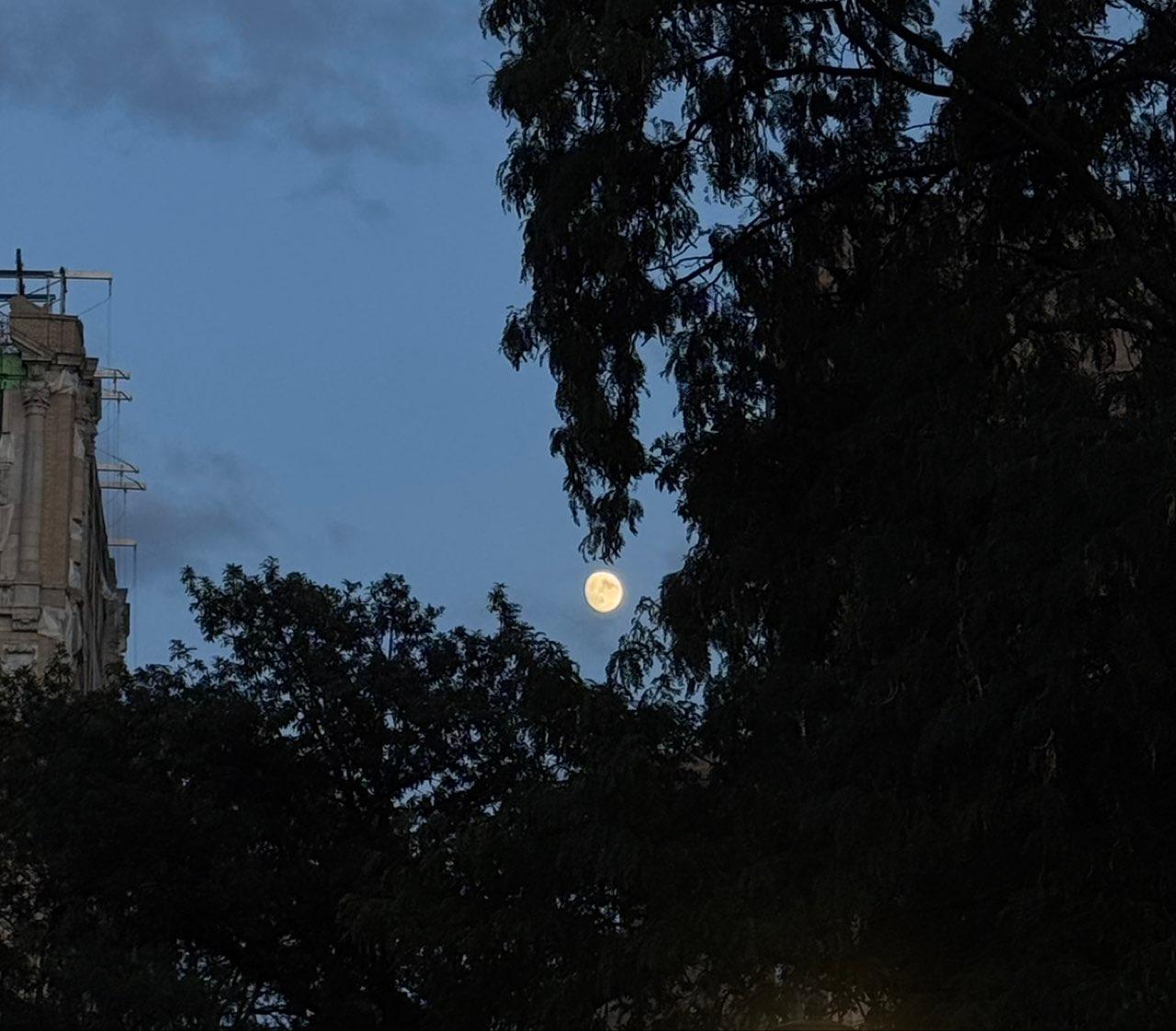 The Moon over New York, United States — waxing gibbous, Lunar Day 14