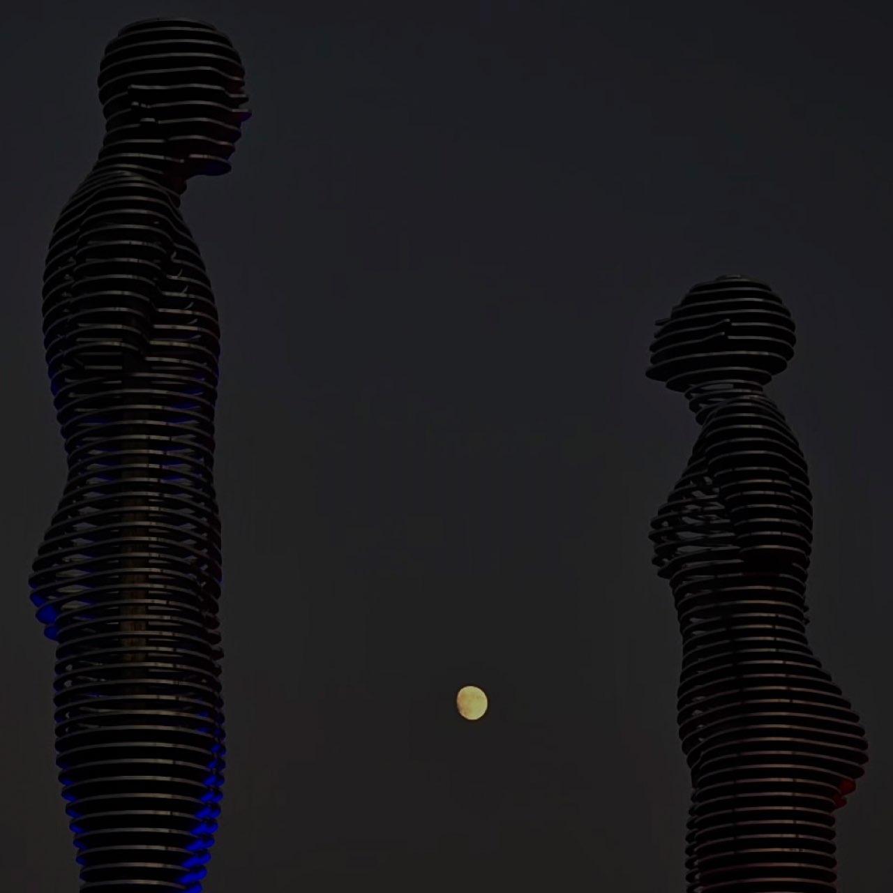 The Moon over Batumi, Georgia — waxing gibbous, Lunar Day 14