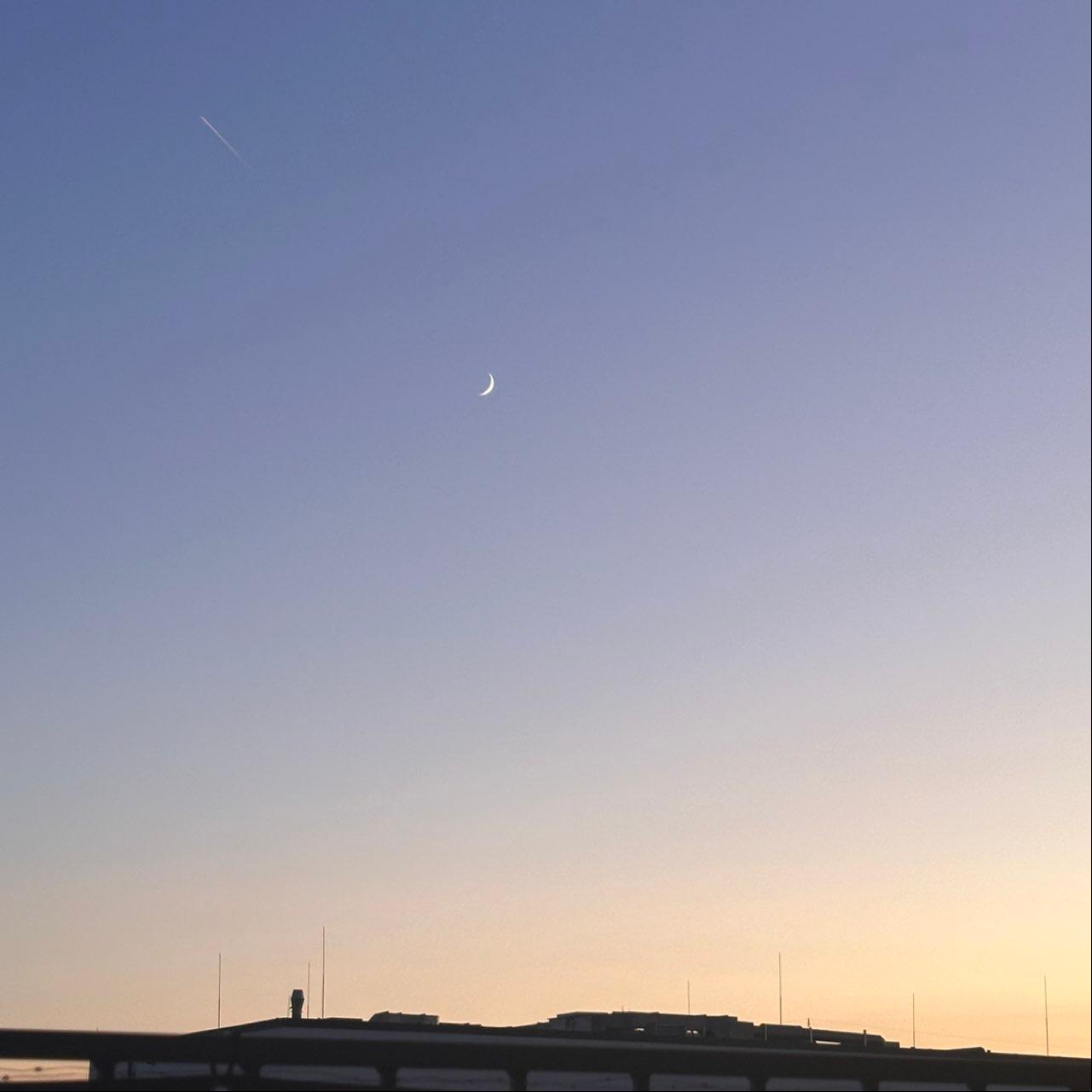 The Moon over Frankfurt, Germany — waxing crescent, Lunar Day 4