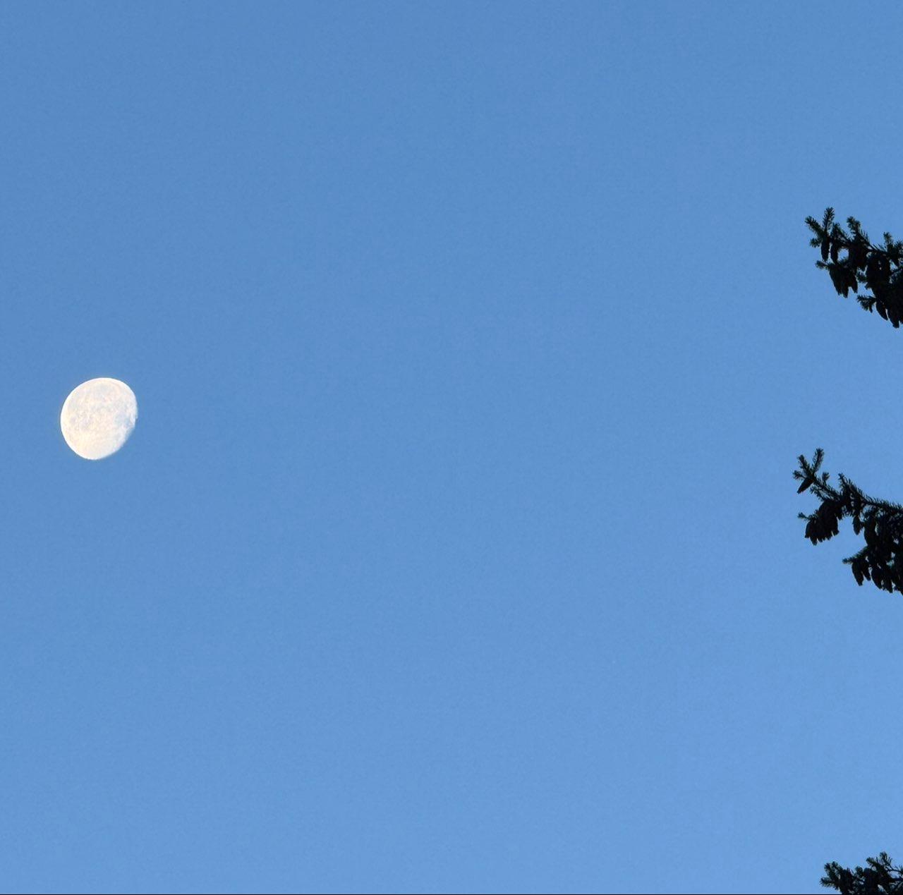The Moon over Sunshine Coast, Canada — waning gibbous, Lunar Day 18