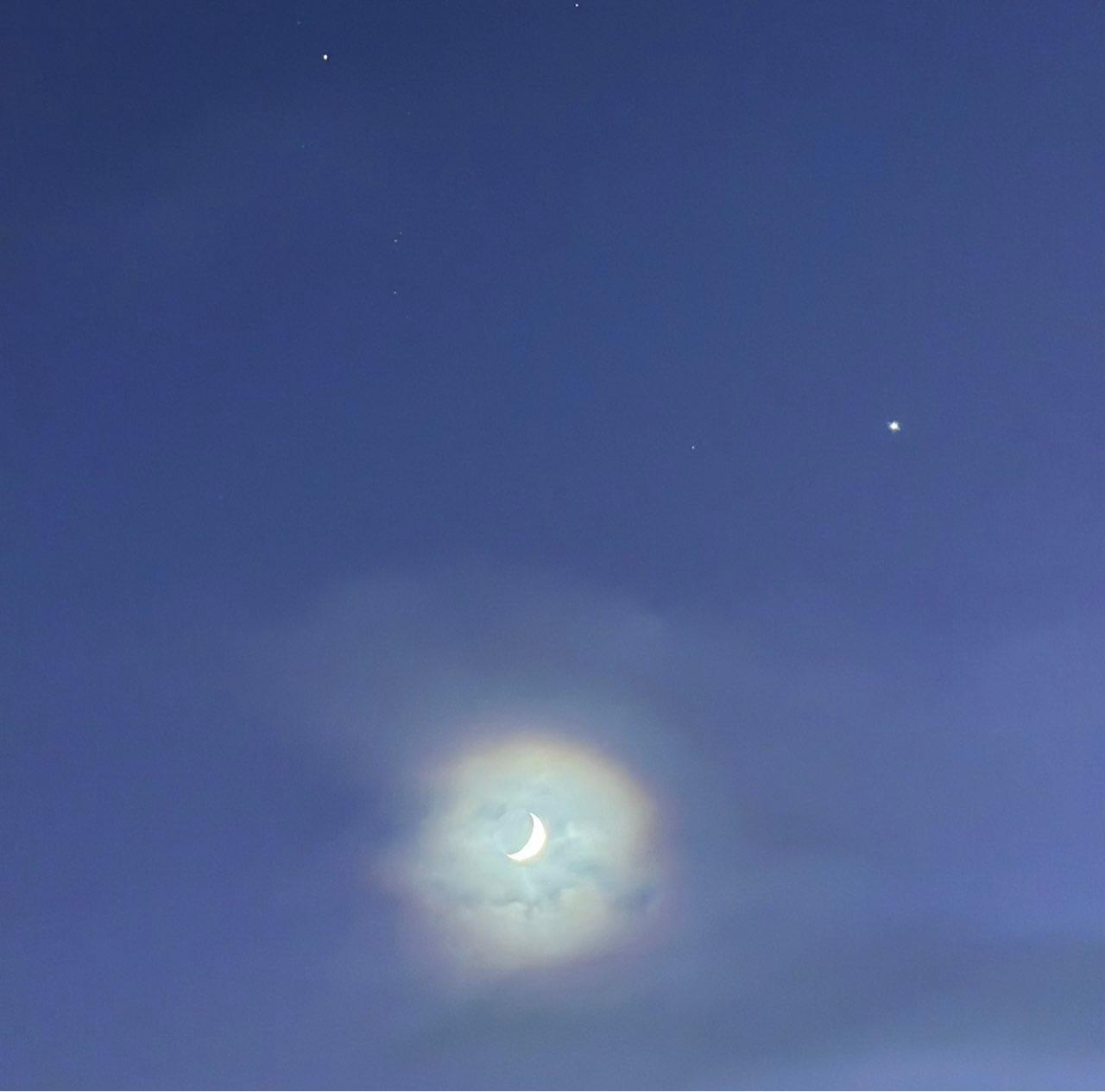 The Moon over Shortland, Australia — waning crescent, Lunar Day 25