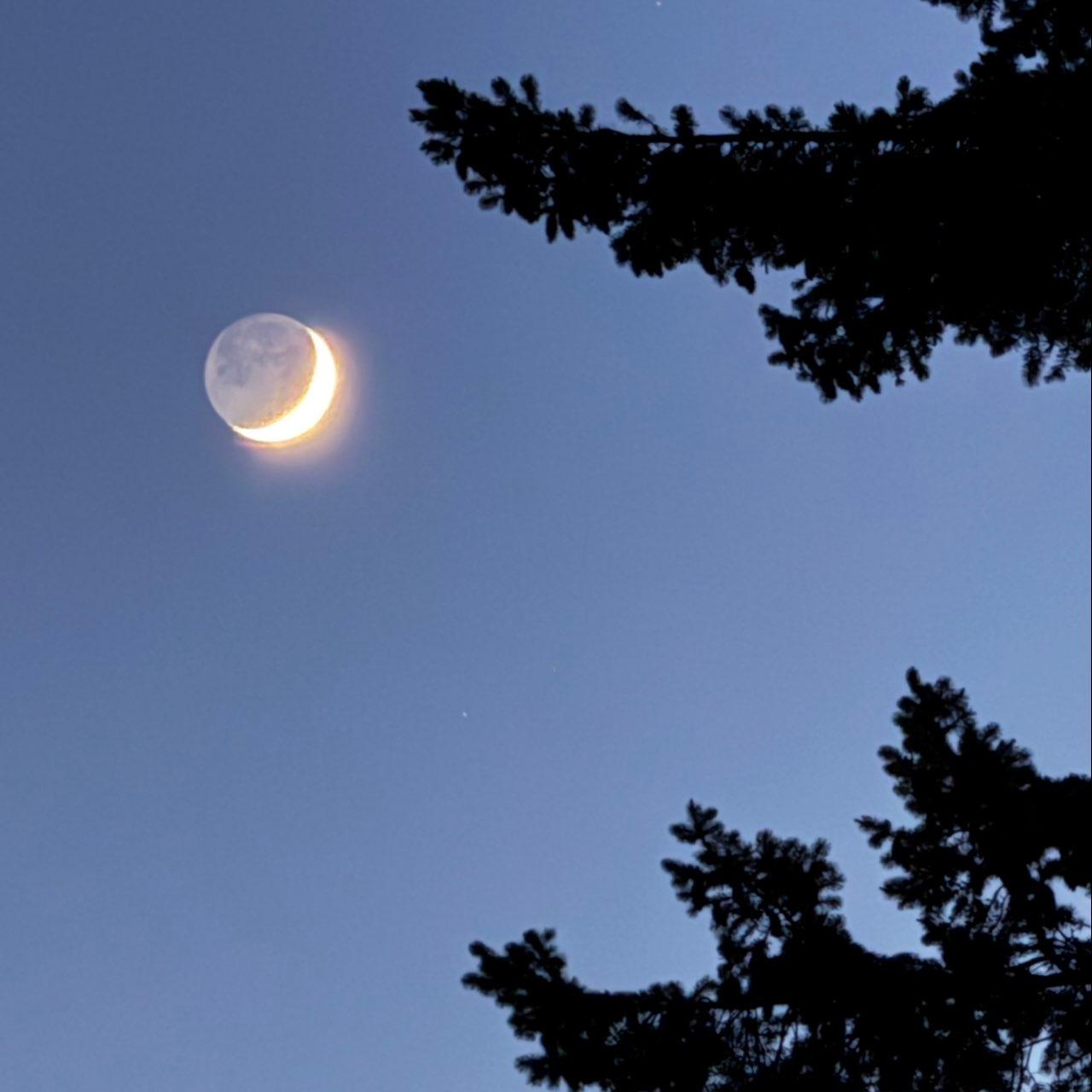The Moon over Tofino, Canada — waxing crescent, Lunar Day 4