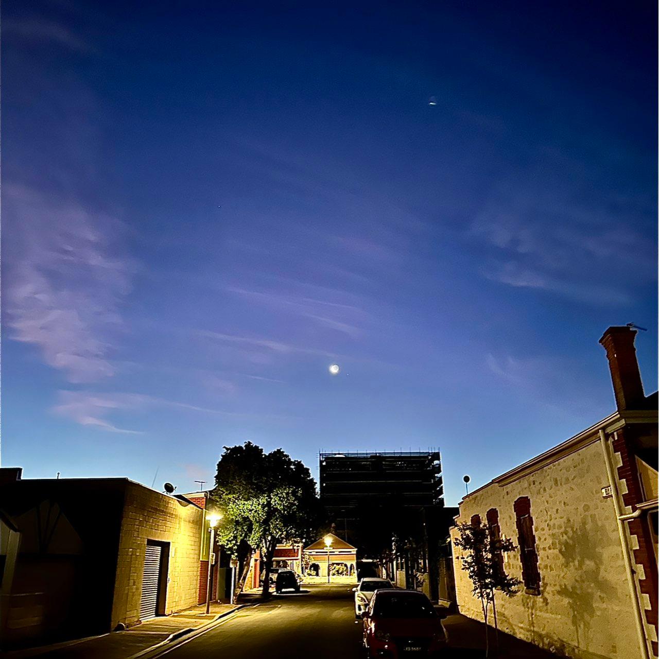 The Moon over Adelaide, Australia — waxing crescent, Lunar Day 4
