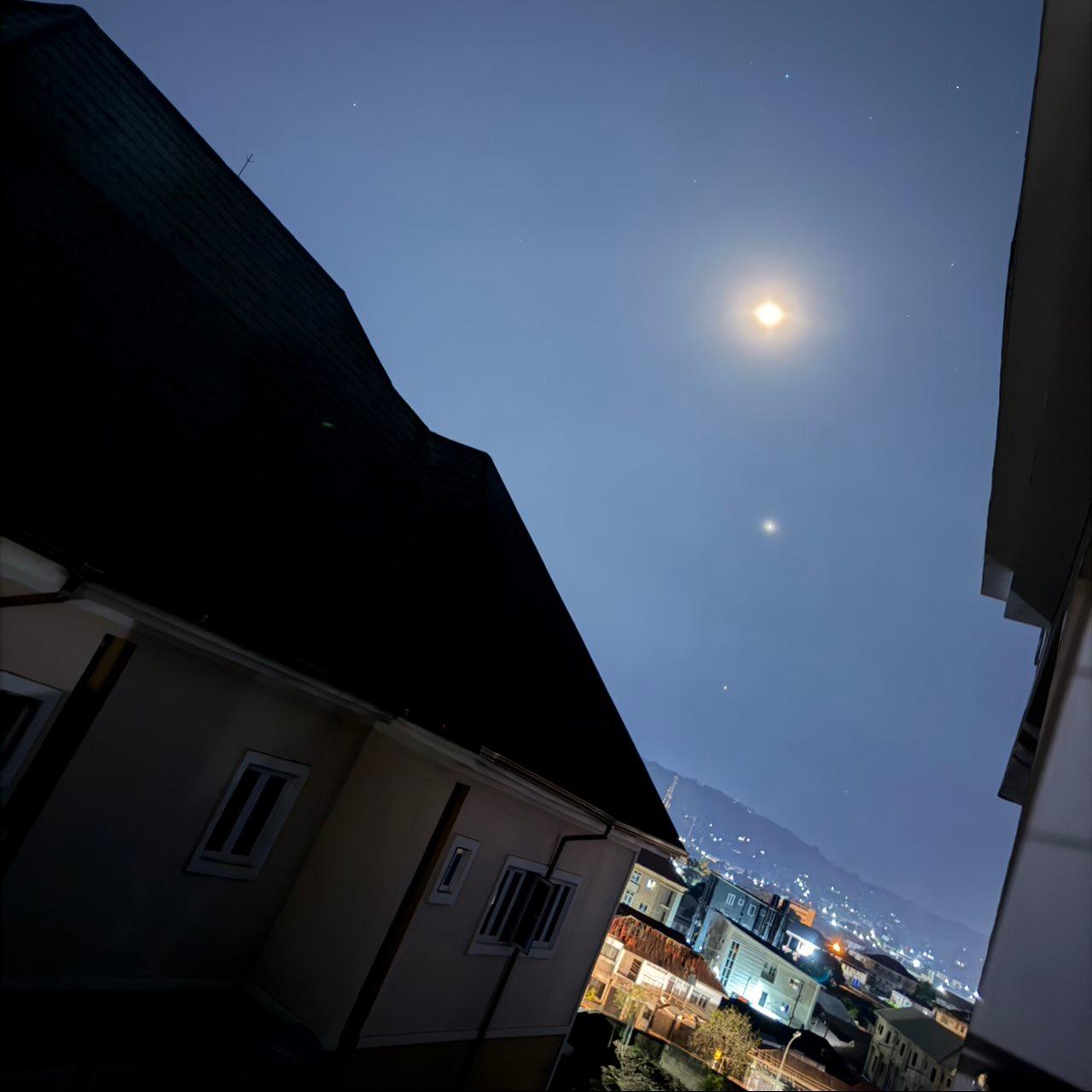 The Moon over Enugu, Nigeria — waxing crescent, Lunar Day 5