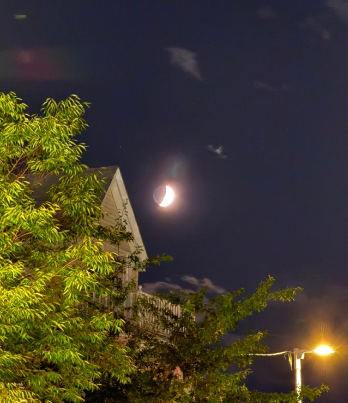 The Moon over Boston, United States — first quarter, Lunar Day 6