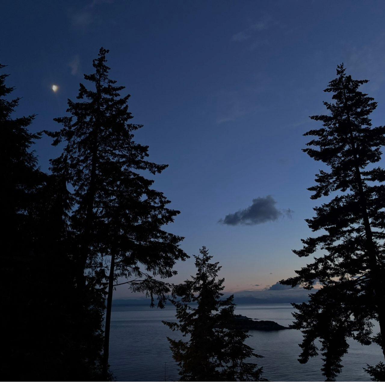 The Moon over Squamish-Lillooet, Canada — first quarter, Lunar Day 9