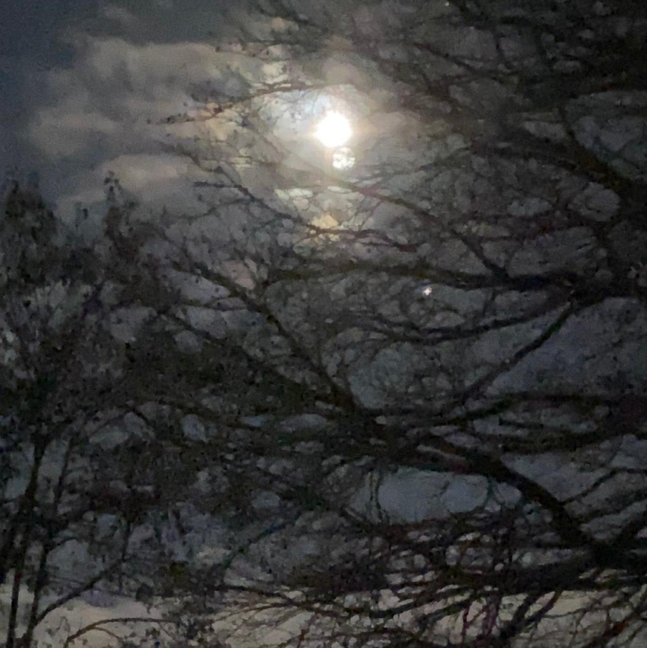 The Moon over Schönberg, Deutschland — full moon, Lunar Day 16