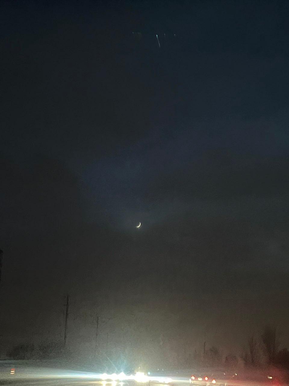 The Moon over Milton, Canada — waxing crescent, Lunar Day 6