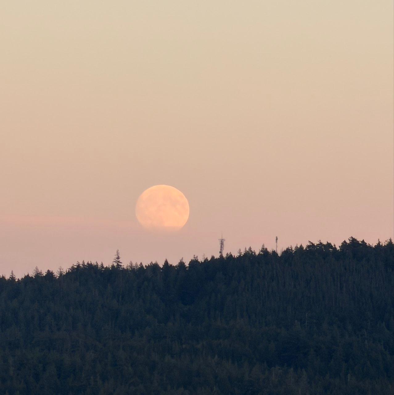 The Moon over Sooke, Kanada — full moon, Lunar Day 15