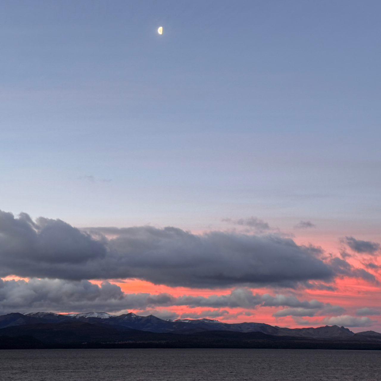 The Moon over San Carlos de Bariloche, Argentina — first quarter, Lunar Day 8
