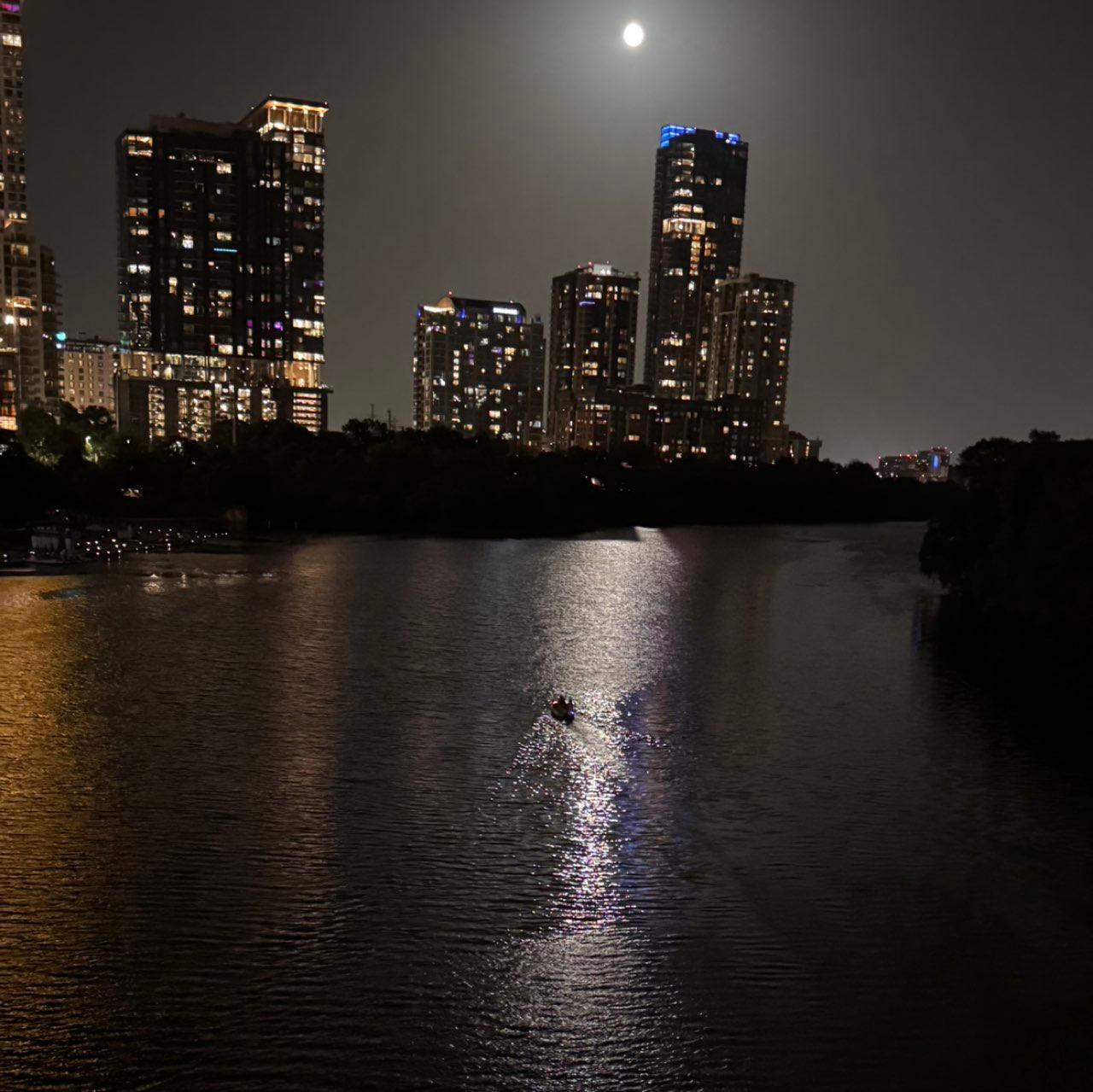 The Moon over Austin, United States — full moon, Lunar Day 16