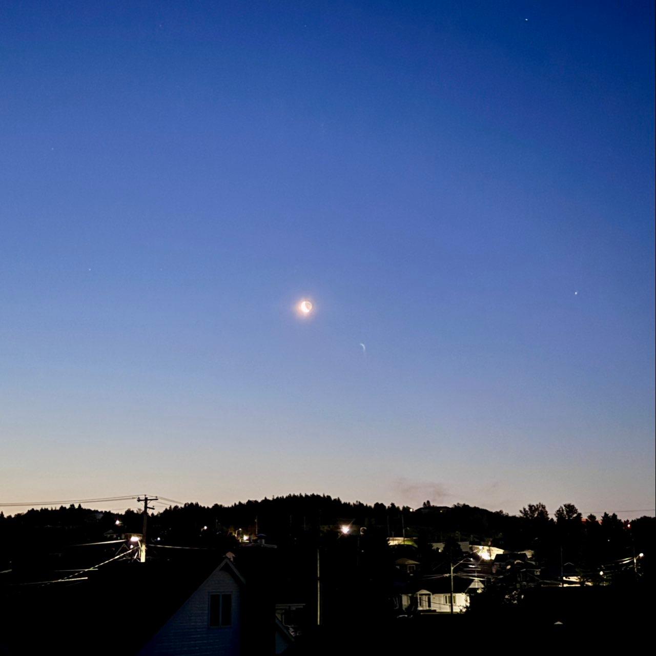 The Moon over Edmundston, Canada — waning crescent, Lunar Day 26